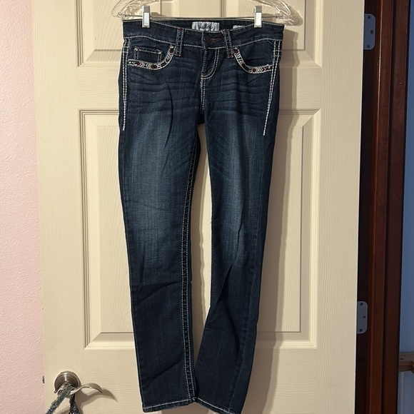 Daytrip Lynx Dark Bling Aztec Tribal Skinny Jeans 26R - Picture 4 of 6